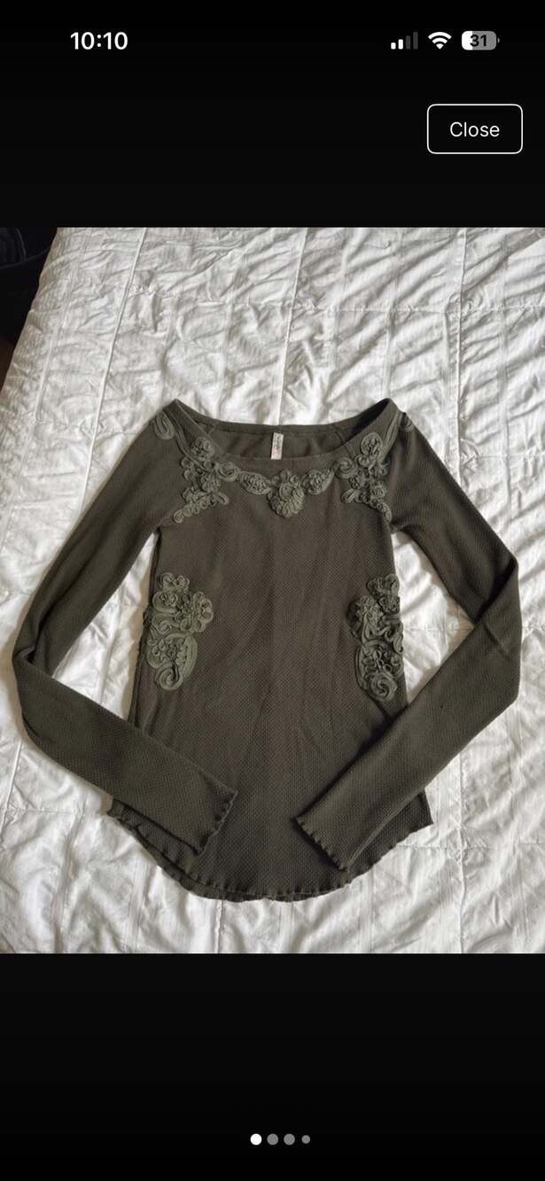 Free People Masquerade Thermal Long Sleeve Top with Embroidery Detail